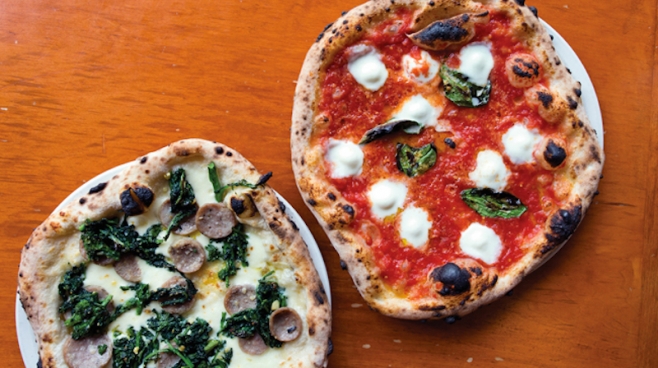 Il Pizzaiolo’s Salsiccia e Rapini and Classic Margherita DOC