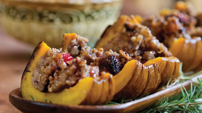 Roasted Pumpkin with Cranberry and Walnut Stuffing Recipe