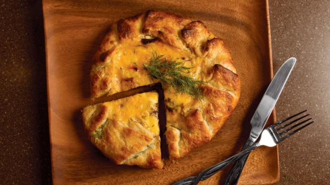 Dilled Potato and Caramelized Onion Tart